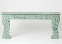 Consola din Lemn Sculptat - Albastra