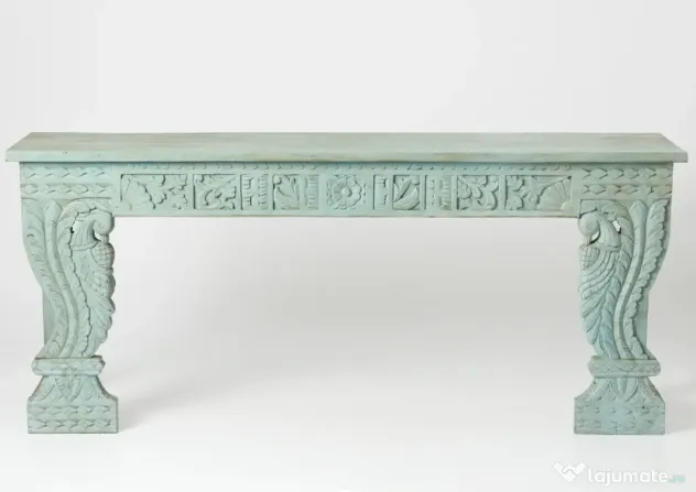 Consola din Lemn Sculptat - Albastra