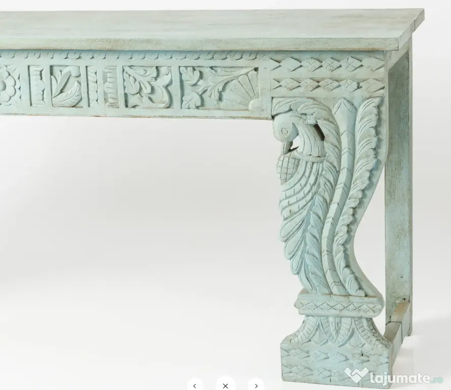 Consola din Lemn Sculptat - Albastra