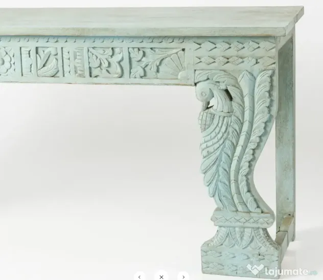 Consola din Lemn Sculptat - Albastra