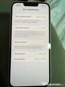 iPhone 16 e White ca nou 128 GB, baterie 100%