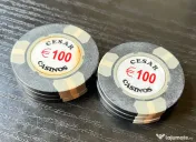 Lot 6 Jetoane Cazinou Vintage Cesar Casinos €100 Anii 90 Colecție / Miez Metalic 