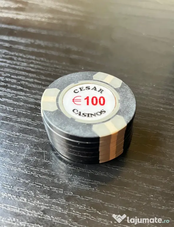 Lot 6 Jetoane Cazinou Vintage Cesar Casinos €100 Anii 90 Colecție / Miez Metalic