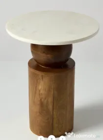 Masuta de Cafea din Lemn de Tec si Blat de Marmura
