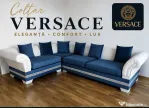 Colțar Versace elegant alb/albastru regal