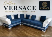Colțar Versace elegant alb/albastru regal 