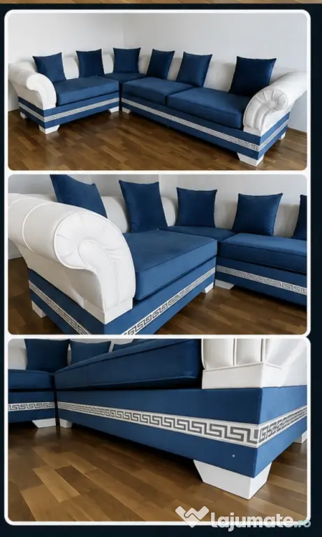 Colțar Versace elegant alb/albastru regal