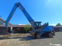 Excavator pe roti Terex Fuchs MHL 340, graifer fier vechi, 27 tone