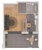 Apartament 1 camera, 34mp 17mp terasa, ansamblu NZEB, zona T