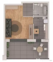 Apartament 1 camera, 34mp 17mp terasa, ansamblu NZEB, zona T