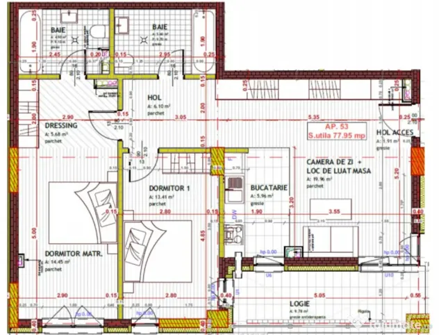 Apartament 3 camere 77,95MP Zona Tineretului - Floresti (Cluj)