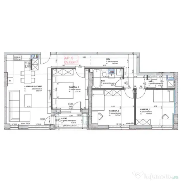 Apartament 4 CAM, SU 89.08 MP, LOGIE in zona MARASTI - Cluj-Napoca (Cluj)