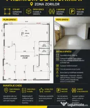 Spațiu comercial 278 mp în Zorilor – acces direct la str 