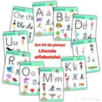 Literele alfabetului. Set 40 de planse didactice pentru clasa pregatitoare si pentru clasa 1