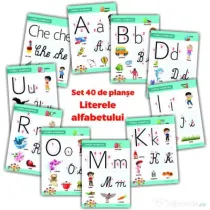 Literele alfabetului. Set 40 de planse didactice pentru clasa pregatitoare si pentru clasa 1