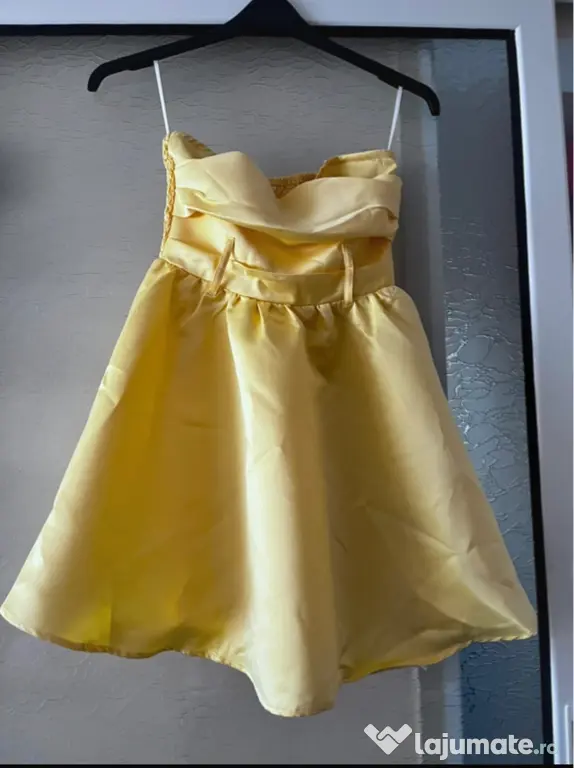 Rochie galbena cu funda ajustabila
