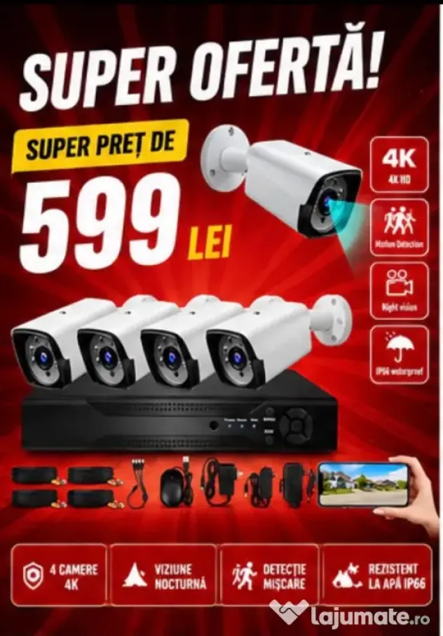 Vindem si Montam Camere Supraveghere Video KIT Complet 4/8/12 CAMERE