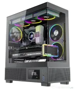 Carcasa noua pro gaming kian black, middle tower, atx, fara sursa, 6x argb fan, controller argb, dis