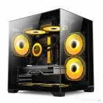Carcasa noua pro gaming ambra black cube, middle tower, micro-atx, fara sursa, 5x fan argb, controll