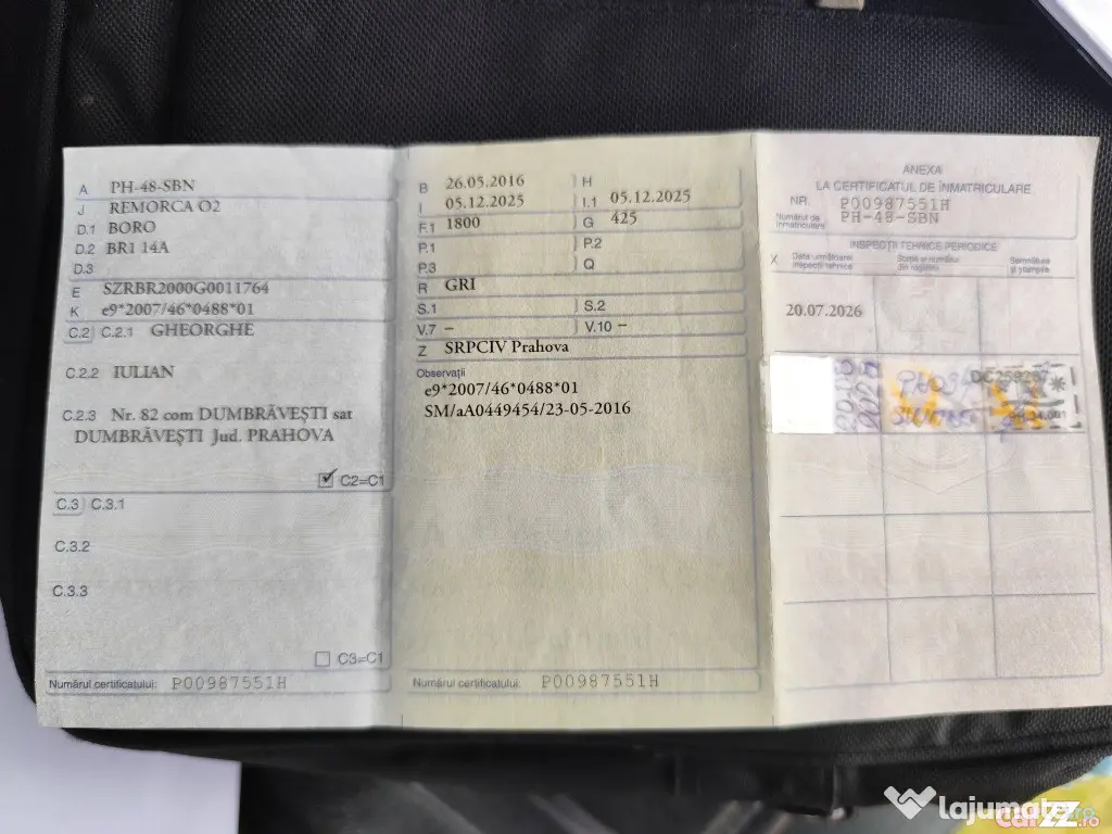 Remorca Platforma 1 Axa An 2016 Acte la zi - Ploiesti (Prahova)
