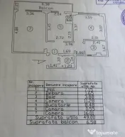 Apartament 2 camere decomandat, zona Vidin, etaj 3. 