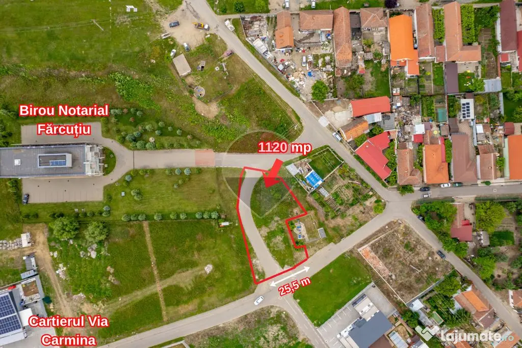 Teren pentru investiție 1.120 mp in Via Carmina Vladimirescu - Vladimirescu (Arad)