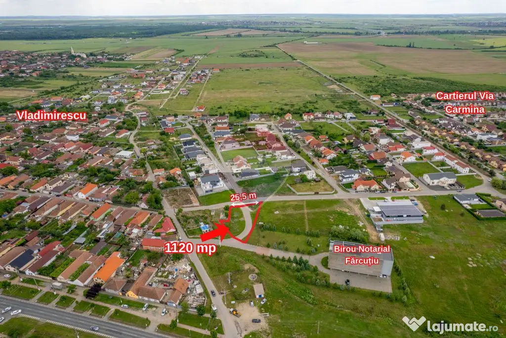 Teren pentru investiție 1.120 mp in Via Carmina Vladimirescu - Vladimirescu (Arad)