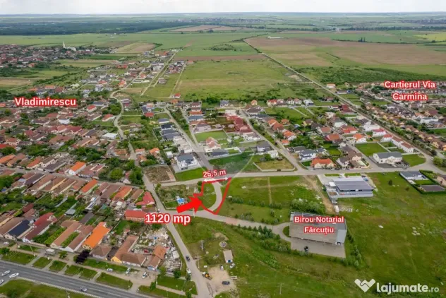 Teren pentru investiție 1.120 mp in Via Carmina Vladimirescu - Vladimirescu (Arad)
