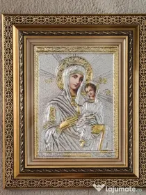 Icoana Maicii Domnului Portărița din Iviron ARGINTATA Relief 3 D