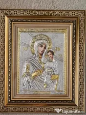 Icoana Maicii Domnului Portărița din Iviron ARGINTATA Relief 3 D 