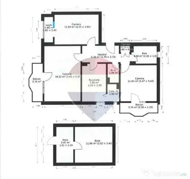 Apartament decomandat cu 3 camere, 2 balcoane și boxă - Arad (Arad)
