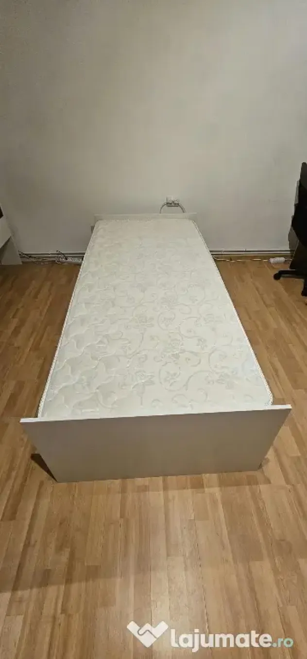 Pat 90x200 cu saltea Ortopedică Aloe Vera Memory Aquagel și 3 sertare