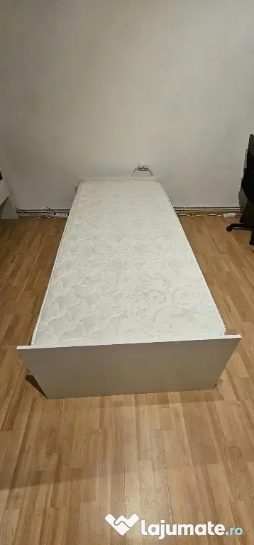 Pat 90x200 cu saltea Ortopedică Aloe Vera Memory Aquagel și 3 sertare