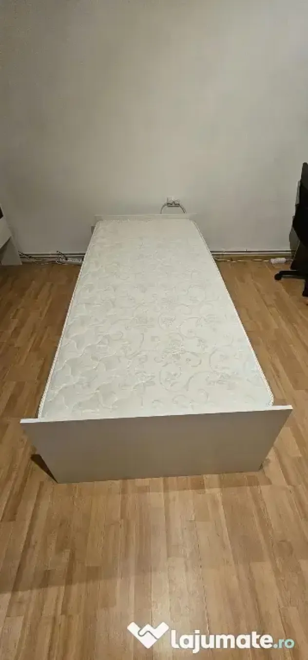 Pat 90x200 cu saltea Ortopedică Aloe Vera Memory Aquagel și 3 sertare