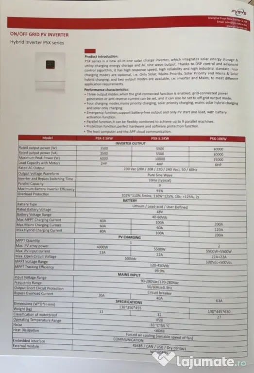 INVERTOARE GROWAT DE 5,5 SI 10 KW
