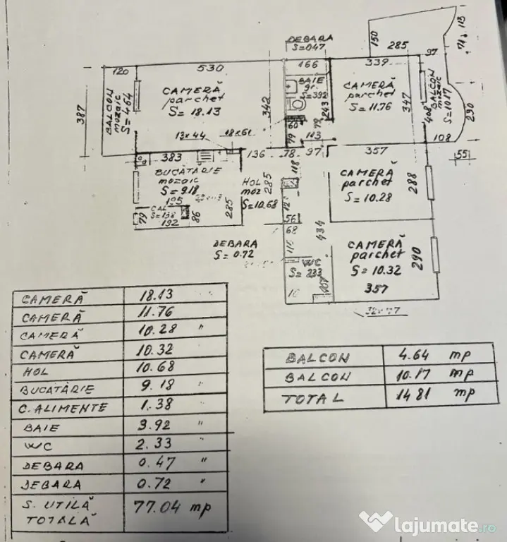 Apartament 4 camere 77.04 mp balcoane 14.81mp Cluj zona Plop - Cluj-Napoca (Cluj)