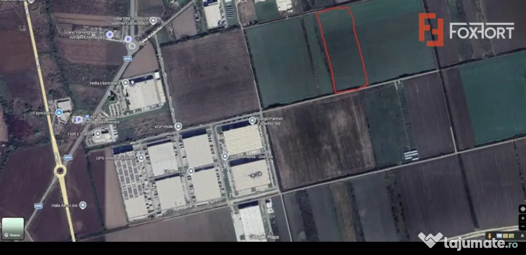 Teren de vanzare zona VGP Park, 23.020 mp, front stradal 58 - Ghiroda (Timis)
