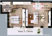 Apartament cu 2 camere, 49 mp utili, zona Careiului 