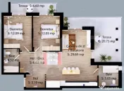 APartament cu 3 camere, 73 mp utili, zona Careiului