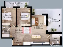 Apartament cu 3 camere, 73 mp, zona Careiului