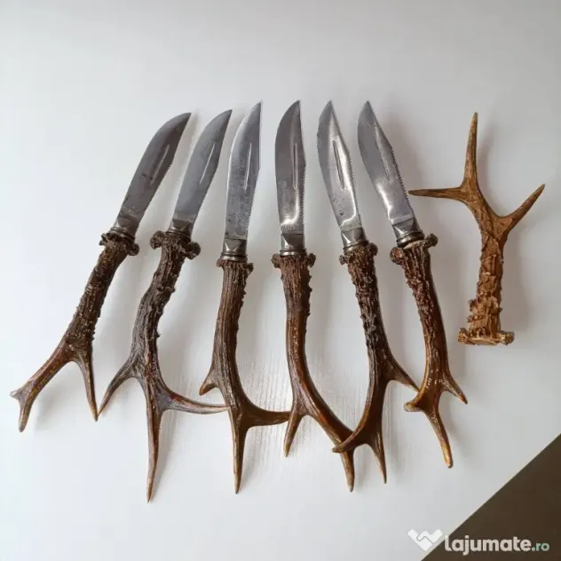 Set de 6 cuțite cu mâner din corn de căprior