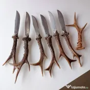 Set de 6 cuțite cu mâner din corn de căprior 