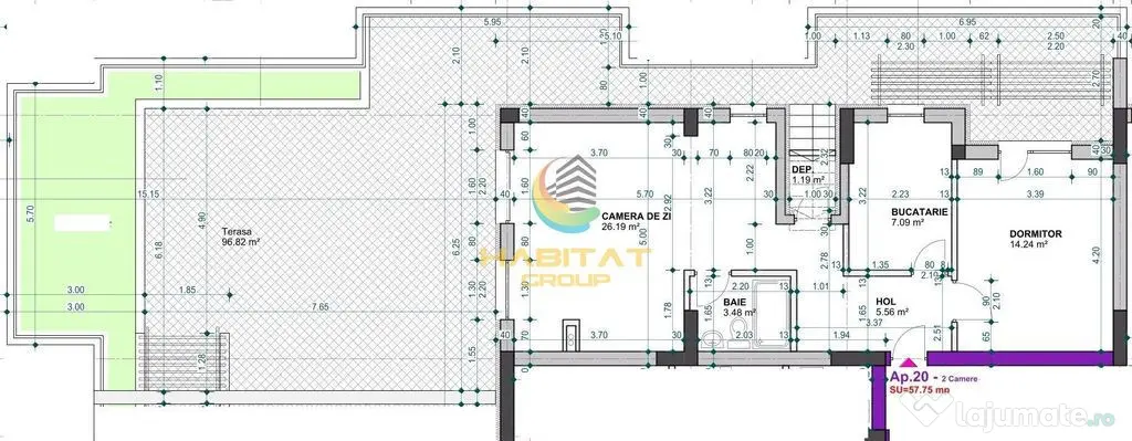 Pallady 2 camere 58 mp + terasa 180 mp 12 min. metrou Teclu - Bucuresti (Bucuresti-Ilfov)