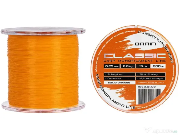 Fir monofilament Brain Classic Carp Line Solid Orange 600m, 0.30mm