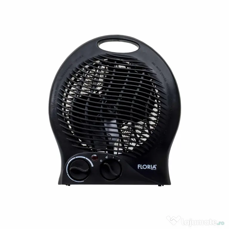 Aeroterma neagra cu 2 nivele de putere 1000/2000w, termostat reglabil / ZLN 6172