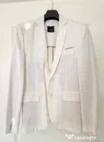Sacou bărbătesc de in, Zara alb ivory, mărimea 48
