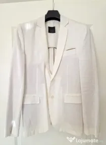 Sacou bărbătesc de in, Zara alb ivory, mărimea 48