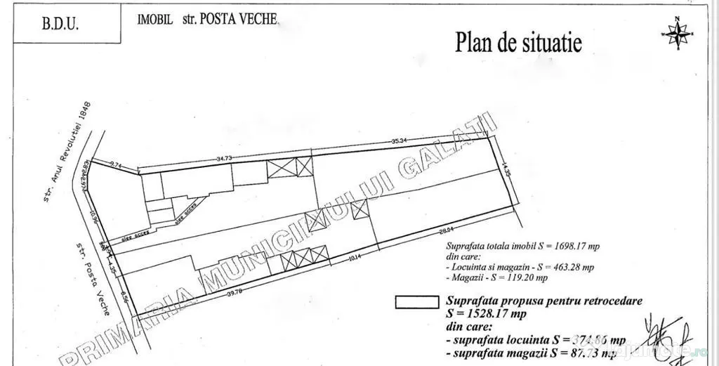 TEREN INTRAVILAN DE VANZARE – 1.528 MP – STR. POSTA VECHE – EXCLUSIVITATE - Galati (Galati)