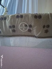 Pătuț pliabil L sun gri cu baldachin