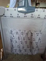 Pătuț pliabil L sun gri cu baldachin